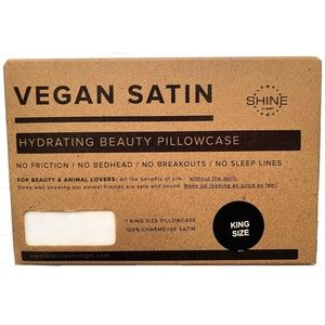 NEW SHINE by NIGHT Vegan Satin Hydrating Beauty Pillowcase (White, King)